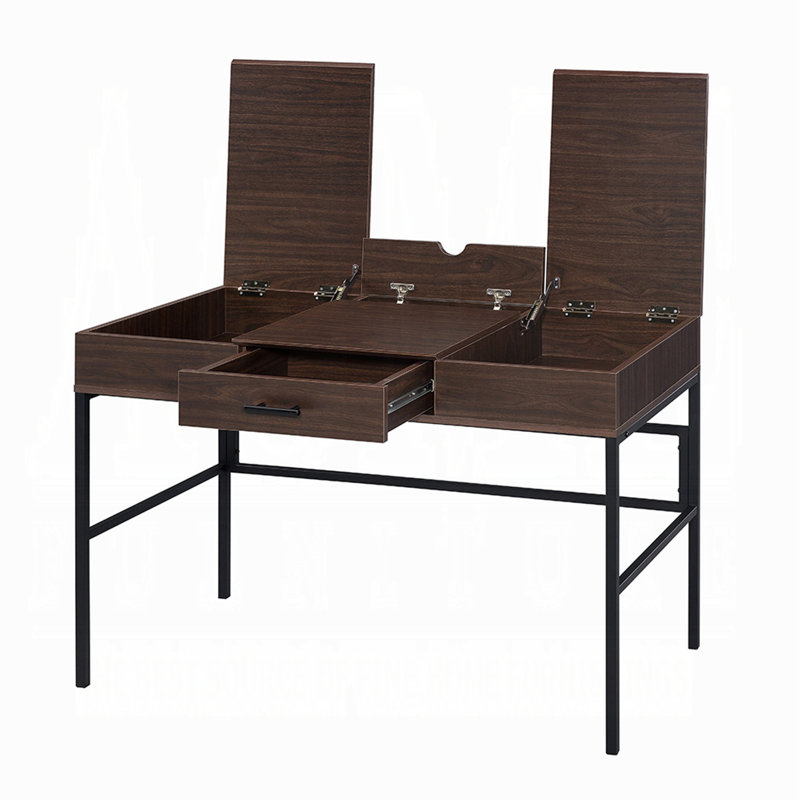 Bureau d'écriture à 1 tiroir en chêne et noir avec port USB