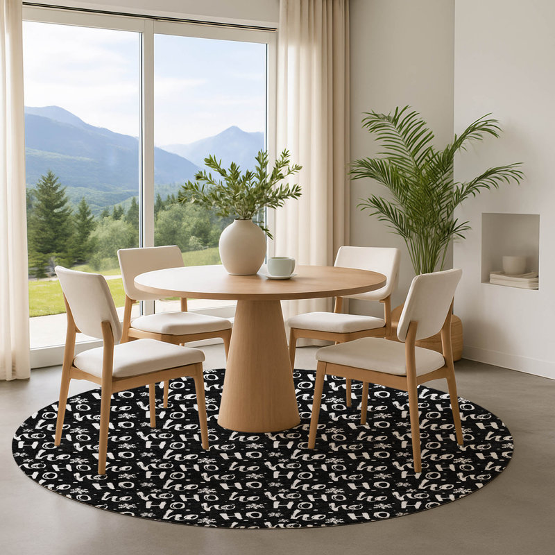 Premium Machine Washable Dockside AMF1814 HoHoHo Snowy Christmas Rug, Round 8'