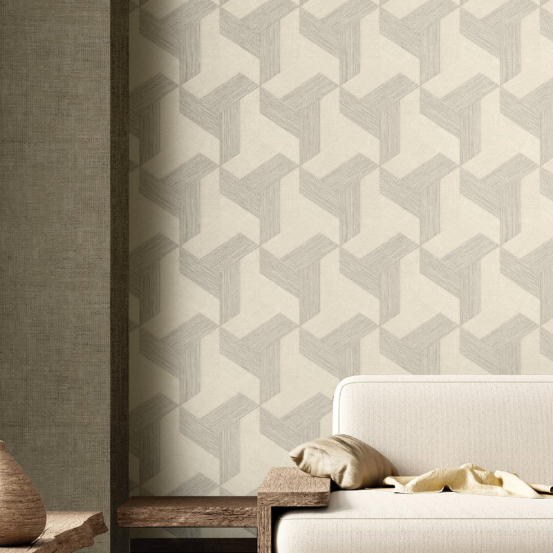 Synergy Geometric Design Wallpaper Roll, Gray