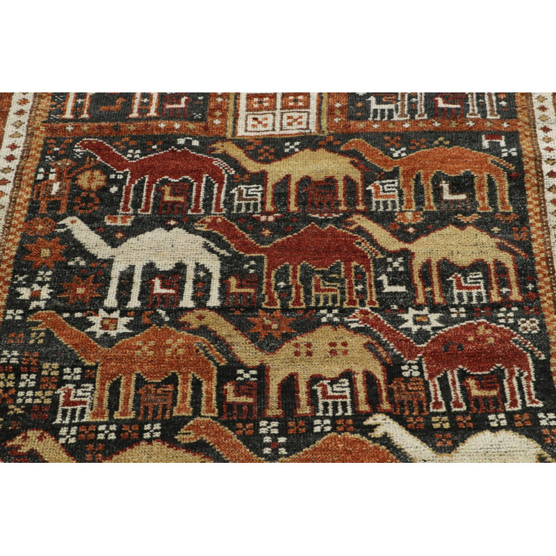Burano Handmade Kilim Wool Animal Print Area Rug, Square 4'