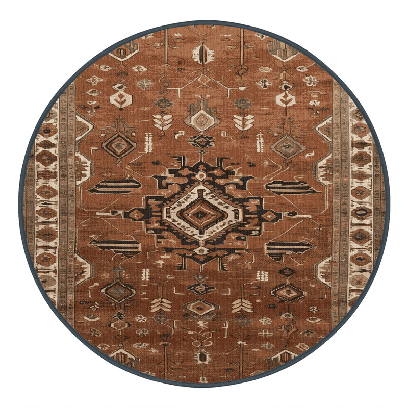 Tapis brun lavable à la machine, Rond 7 pi