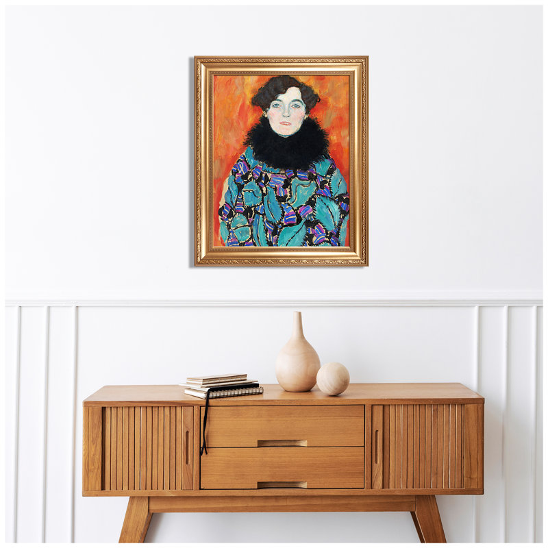 Reproduction d'art classique, encadré doré «World», par Gustav Klimt, H 36 po x l 30 po