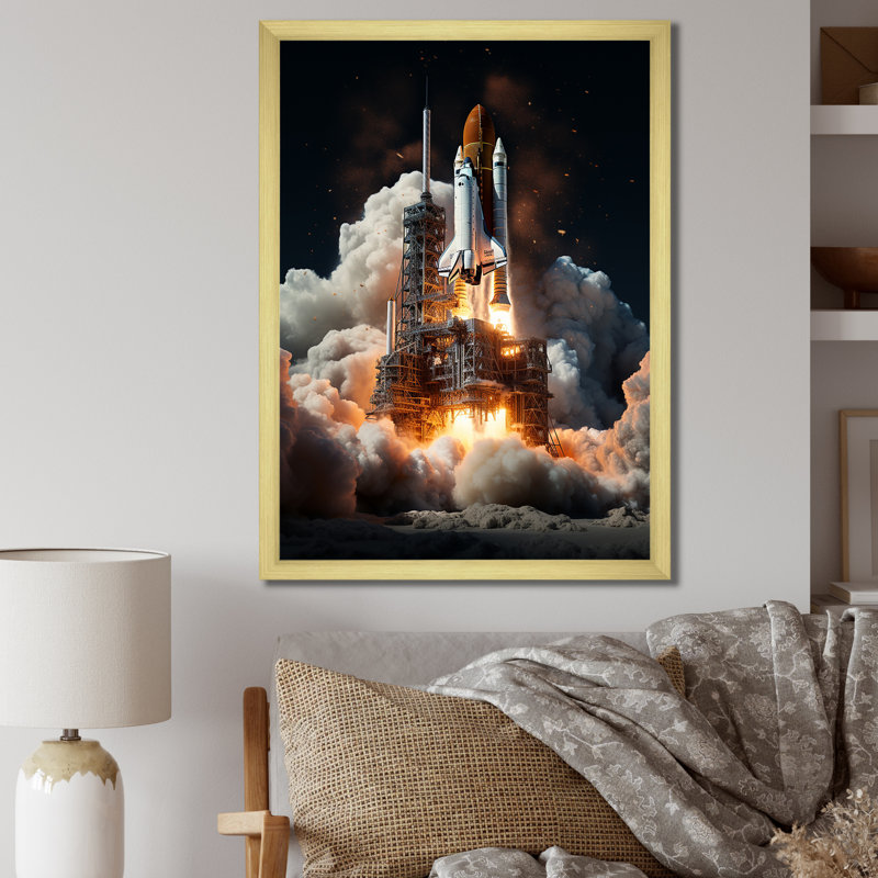 Navette spatiale Torval III, H 40 po x l 30 po x P 1,5 po, Encadrement doré