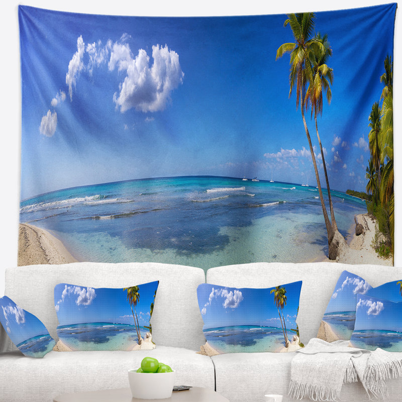 Photographie de paysage, plage paradisiaque, tapisserie, H 68 po x l 80 po