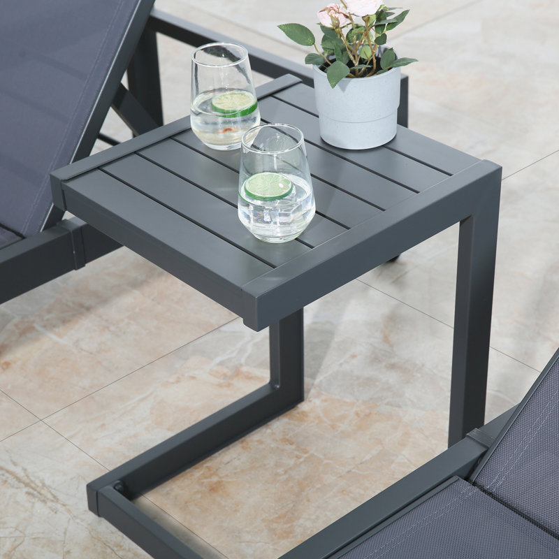 Table de bout d'extérieur d'intérieur en forme de C pour patio, Gris foncé