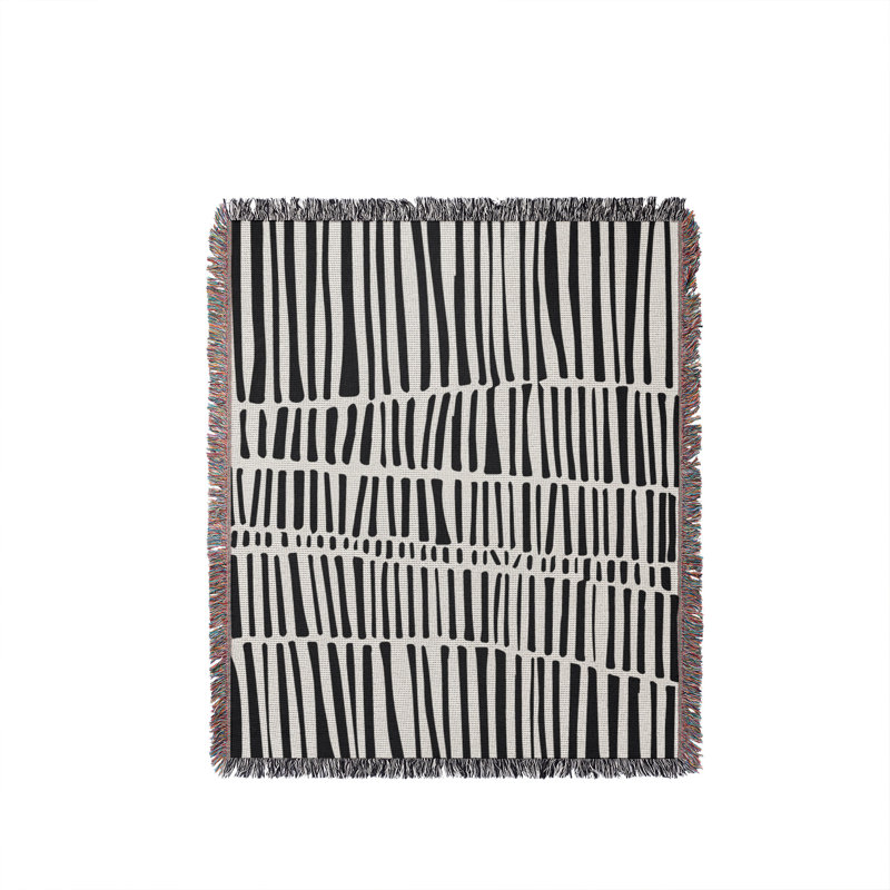 Jeté en coton Afia Tribal, 50 po x 70 po - Double / Double, Noir