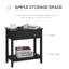 Table de bout étroite avec rangement rabattable et tablette inférieure, table d'appoint en bois aggloméré foncé HOMcom