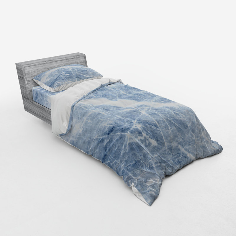 Ensemble de housse de couette en microfibre Marble, Housse de couette simple + 6 pièces supplémentai