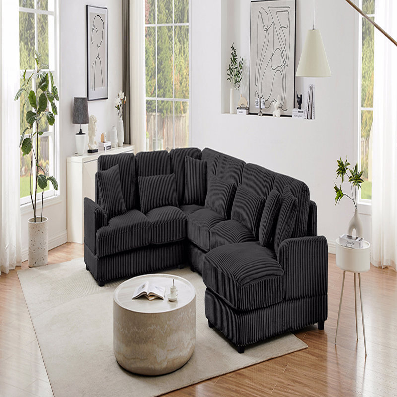 Canapé modulaire Basic, Velours côtelé noir