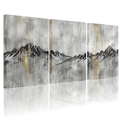 Ensemble de 3 tableaux sur toile représentant des paysages de montagne, parfaits pour décorer le salon, la chambre à coucher ou la maison.