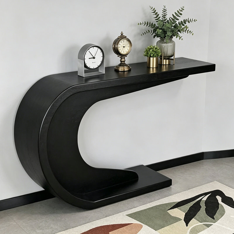 Modern minimalist black console table, 31.5" H x 47.2" W x 11.8" D