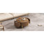 Table basse ronde moderne avec 2 grands tiroirs de rangement, brun, 31,5 po-1587688721