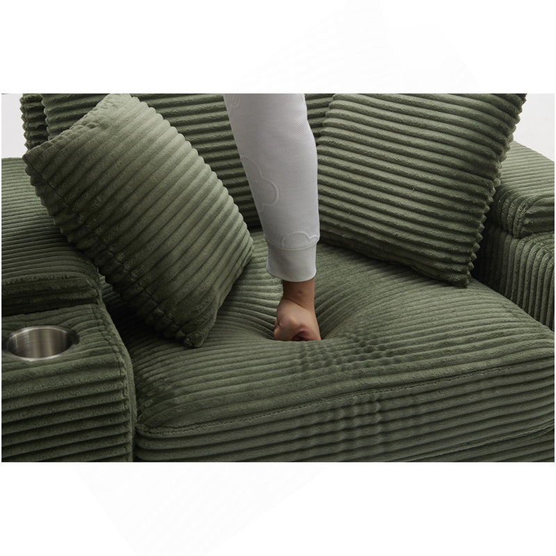 Canapé rembourré en velours côtelé Corduroy, Vert foncé