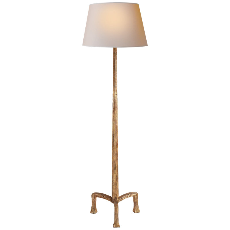 Chapman & Myers Strie Floor Lamp, Fabric, Gilded Iron