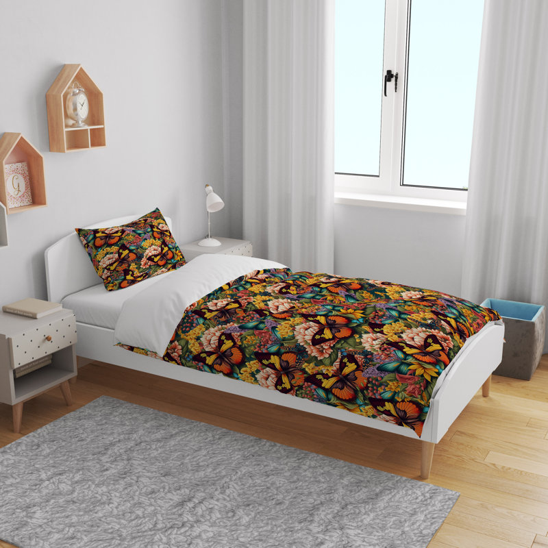 Floral Duvet Cover, King Duvet Cover + 2 King Shams