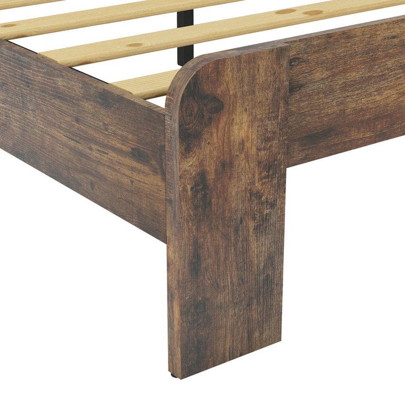 Lit plateforme robuste en bois au design silencieux et amplement de rangement sous le lit, Grand lit