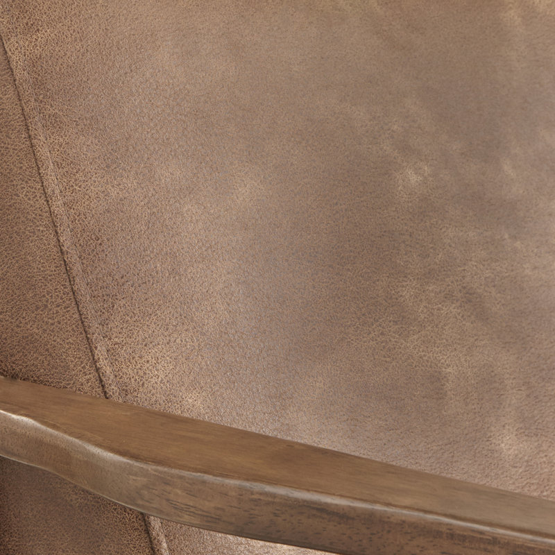 Choudhury Vegan Leather Armchair with Ottoman, Camel Brown Faux Leather