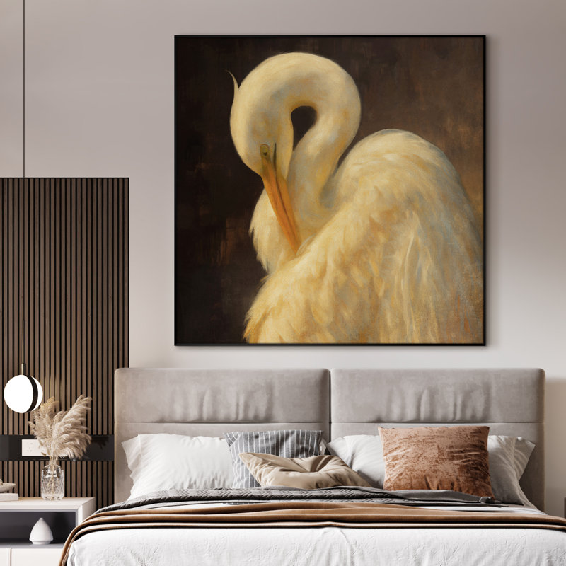 Très grande reproduction d'art sur toile - cygne blanc gracieux, oiseau élégant, faune, œuvre d'art, décor pour le salon ou la chambre à coucher