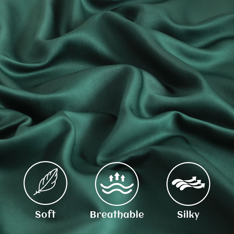 Luxurious Silk Satin Toddler Pillowcases 2-Pack Hidden Zipper 13x18 Inch – Silky Smooth Baby Travel Pillow Covers, Dark Green