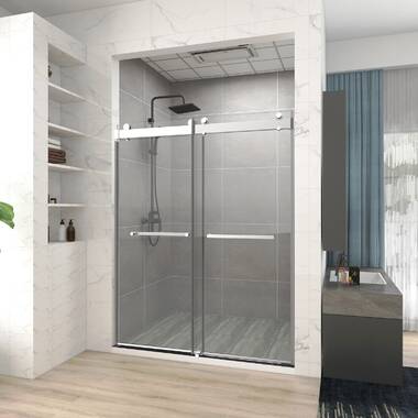 60'' W 76'' H Frameless Rectangle Reversible Shower Stall