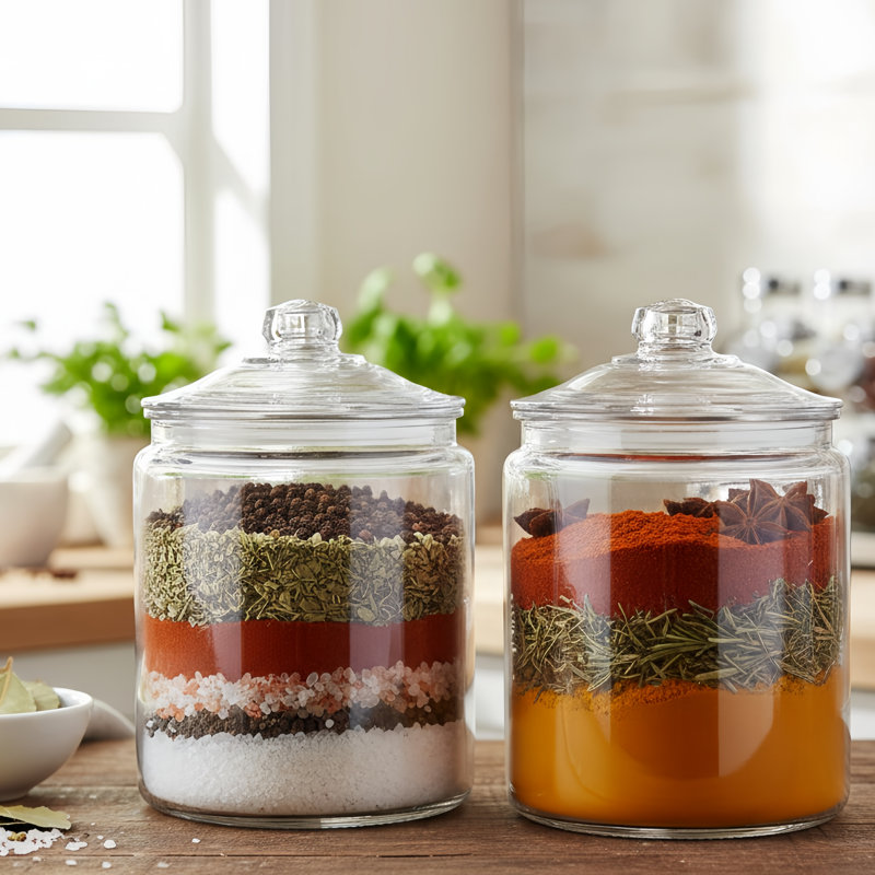 Bocaux en verre sans plomb et sans BPA, paquet de 2, capacité de 1 gallon, bocaux à bouche large et à parois épaisses.