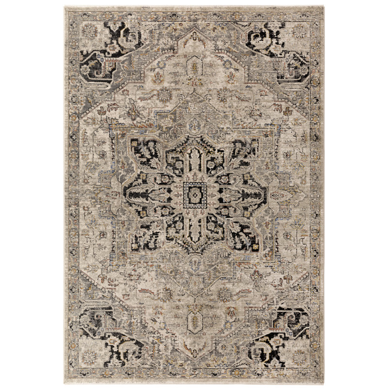 Biegel Oriental Grey/Beige/Black Area Rug, Rectangle 160 x 240cm