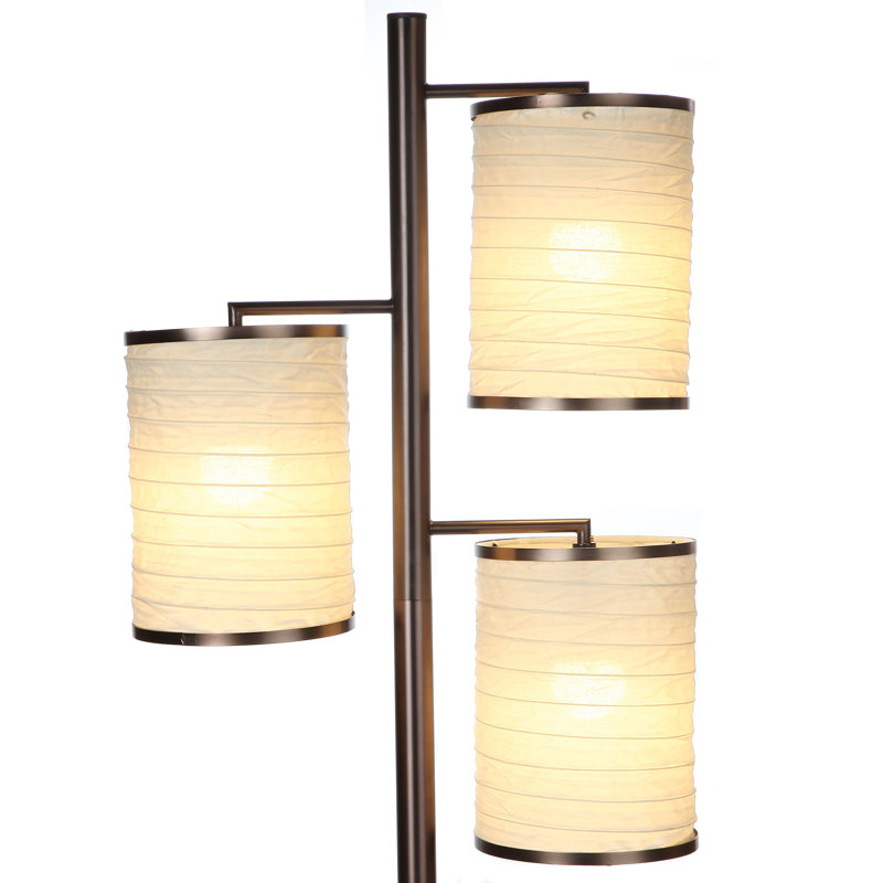 Liam Bronze Multi-Head LED Floor Lamp with Fabric Shades