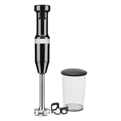 KitchenAid Corded Variable-Speed Immersion Blender in Onyx Black with Blending Jar