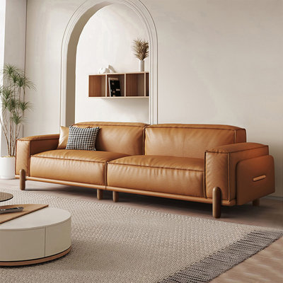 Orange Genuine Leather Modular Sofa cushion couch