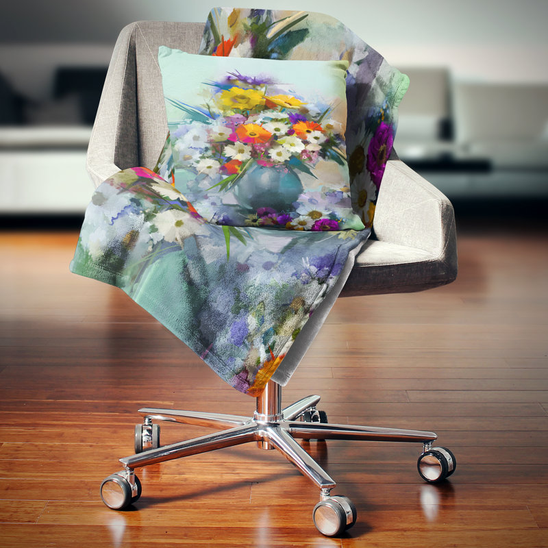 Bunch of Small Flowers - Floral Printed Pillow, 16" x 16", Throw Pillow