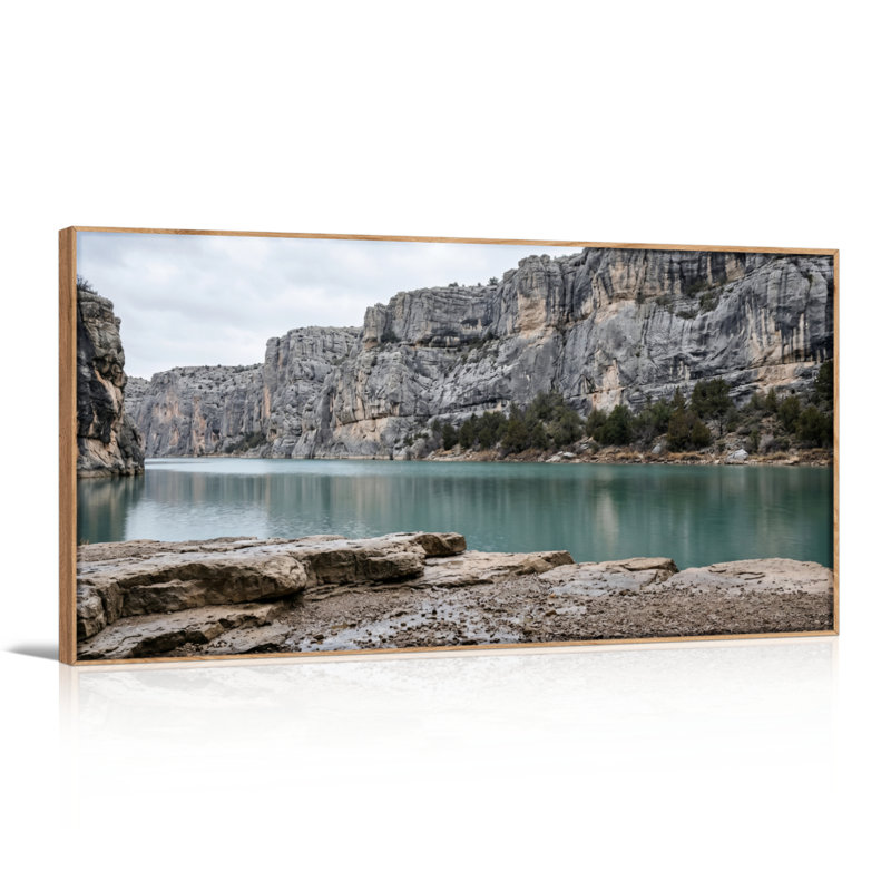 «Mountain Lake», reproduction d'art sur toile, ensemble de 1, L 58 po x H 28 po, Naturel