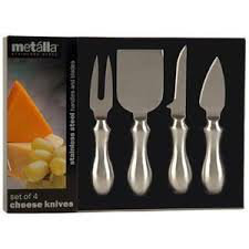 Ensemble 4 pièces de couteaux à fromage en acier inoxydable prodyne