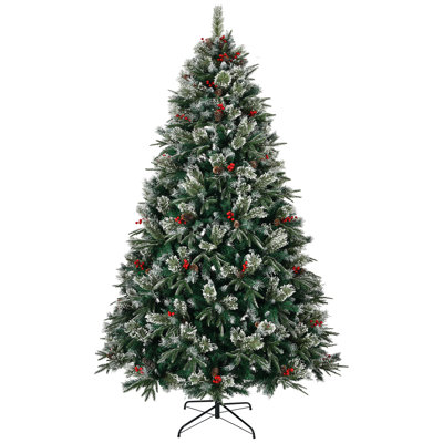 Gurrola 8Ft Snow Frosted Artificial Christmas Tree with Metal Stand