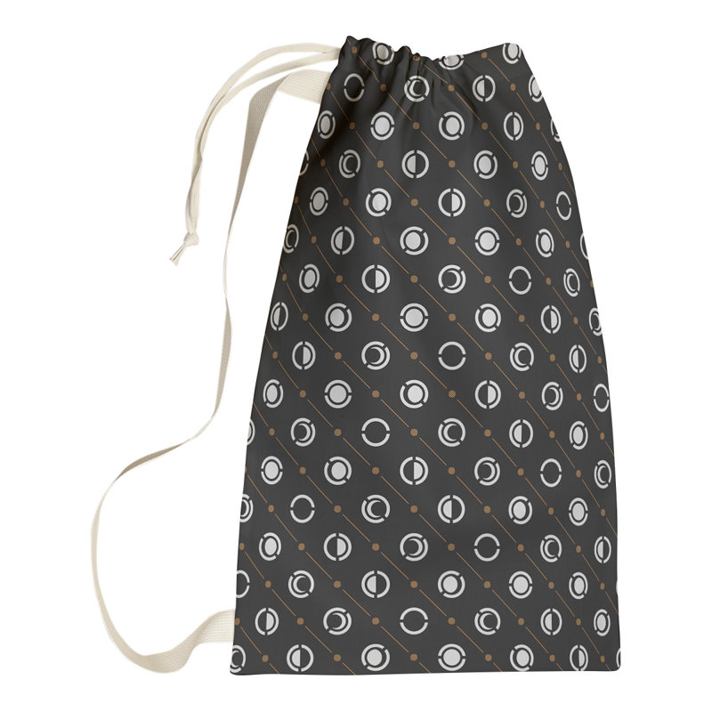 Skeffingt Fabric Laundry Bag with Handles, 29" H x 18" W x 1.5" D, Black/Orange