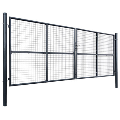 Vidaxl Mesh Garden Gate Galvanized Steel 157.5"X59.1" Gray