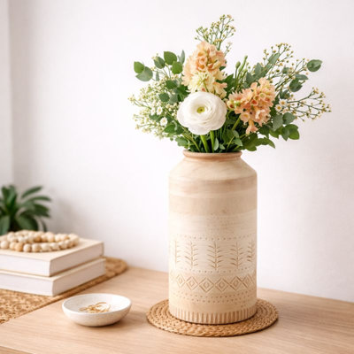 Vase | Vase décoratif décoratif en bois fabriqué à la main | 8,5 x 15 po