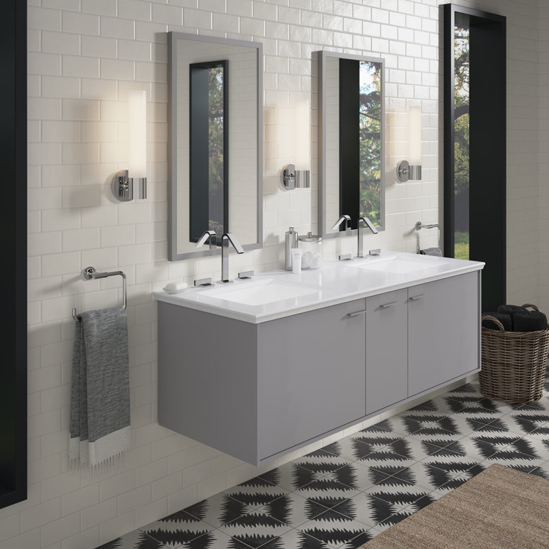 Base de meuble-lavabo pour 2 lavabos dans des tons de jute (base seulement), Mohair gris