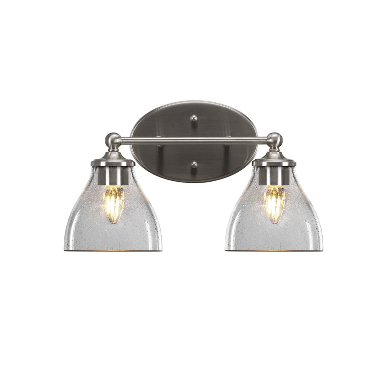 Barre d'éclairage de salle de bain Aitkens avec verre à bulles transparent 6,25 po, Nickel brossé, 2