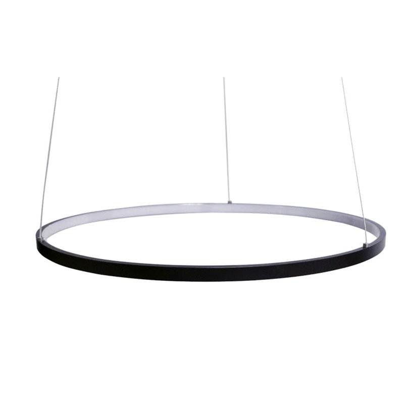 Stockham 1-Light Unique Geometric LED Pendant Circle Ring Chandelier Remote Dimmable, Black, 0.8" H x 24" W X 24" D