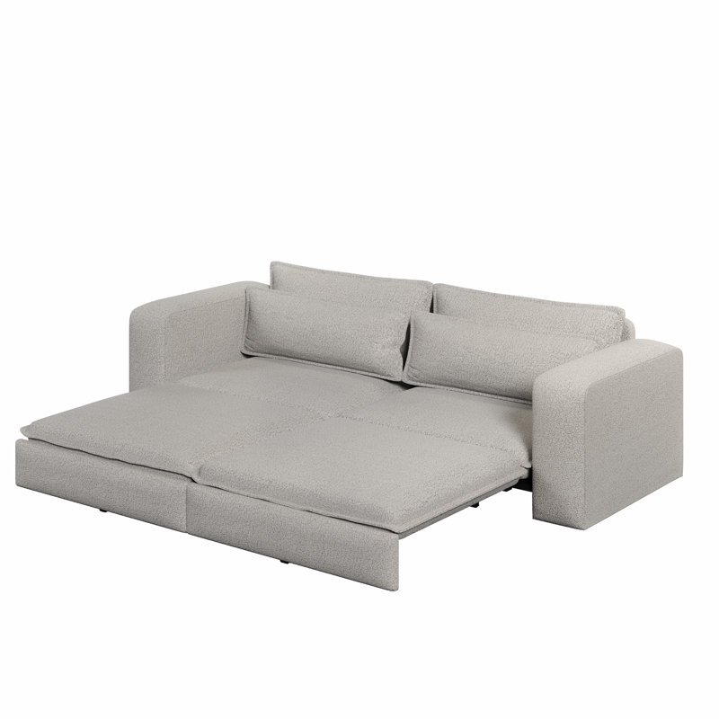 Très grand canapé-lit Teddy 3 en 1 avec 2 coussins lombaires, Gris