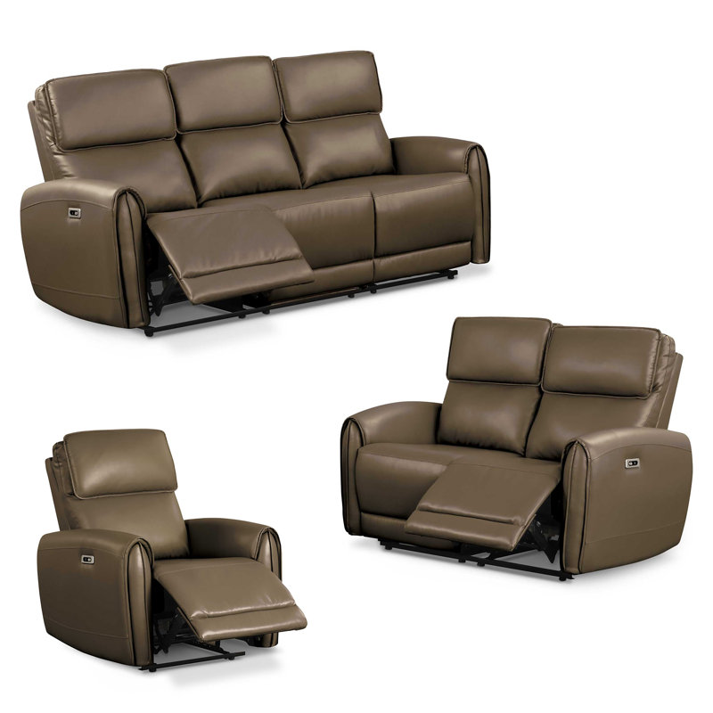 Lund 3-Piece Power Reclining Sofa Set, Brown