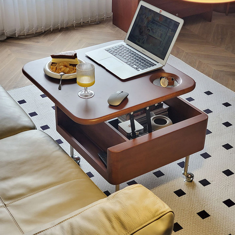Solid Wood Rectangular Coffee Table, Brown