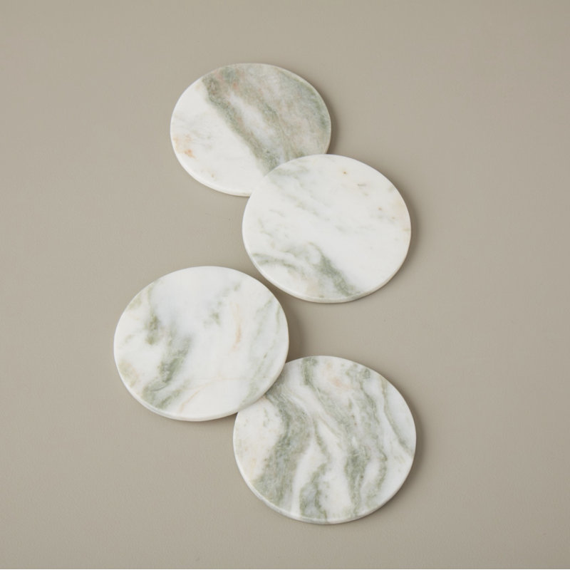 Green Tones Onyx Round Coasters, Set Of 4
