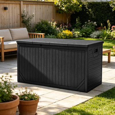 Boîte de terrasse extérieure verrouillable en résine 300 gallons Edrosie Inc