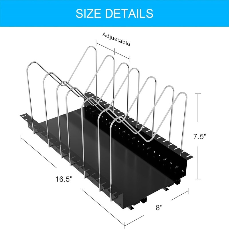 Two-piece cabinet pull-out pot rack with sliding design, suitable for storing pot lids, bakeware and pans, space-saving, practical and convenient.