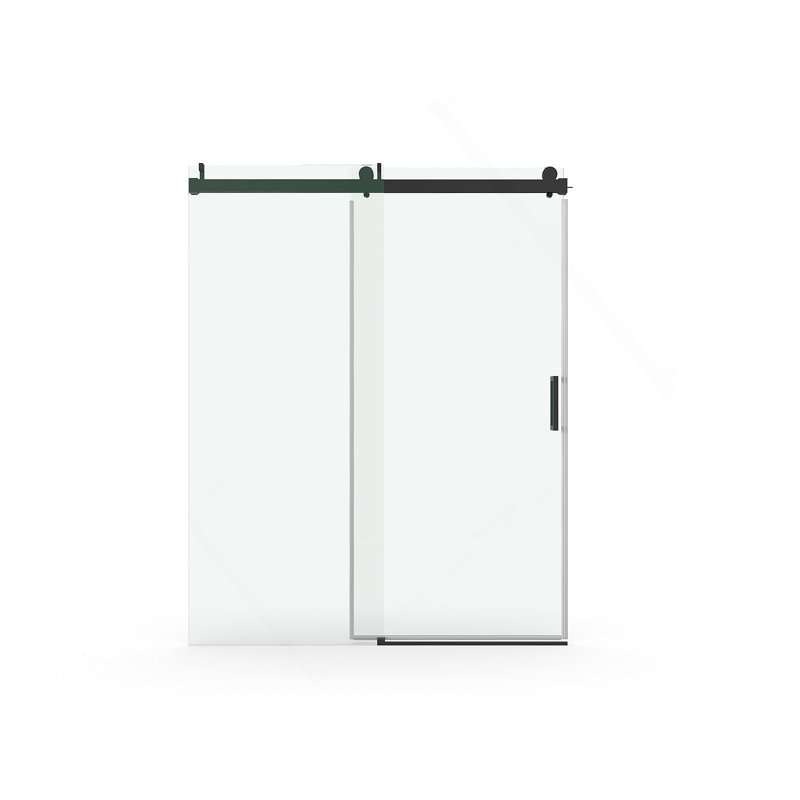 Frameless Soft-Closing Shower Door, Tempered Glass Single Sliding Shower Door With Explosion-Proof Coating, Matte Black