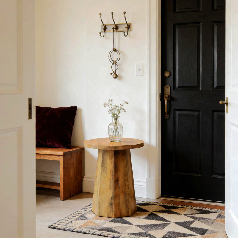 Table basse en bois, petite table de bout, table d'appoint, table de lecture ronde