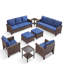 Ensemble de conversation 8 pièces en osier avec fauteuils et repose-pieds-2012626815