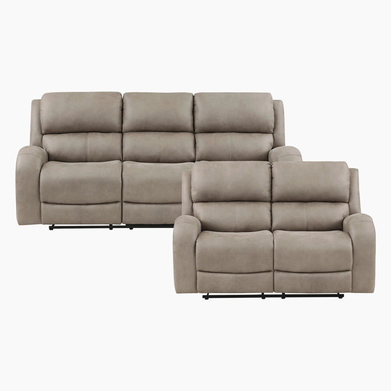Ensemble de fauteuils inclinables 2 pièces en microfibre polie Niosha