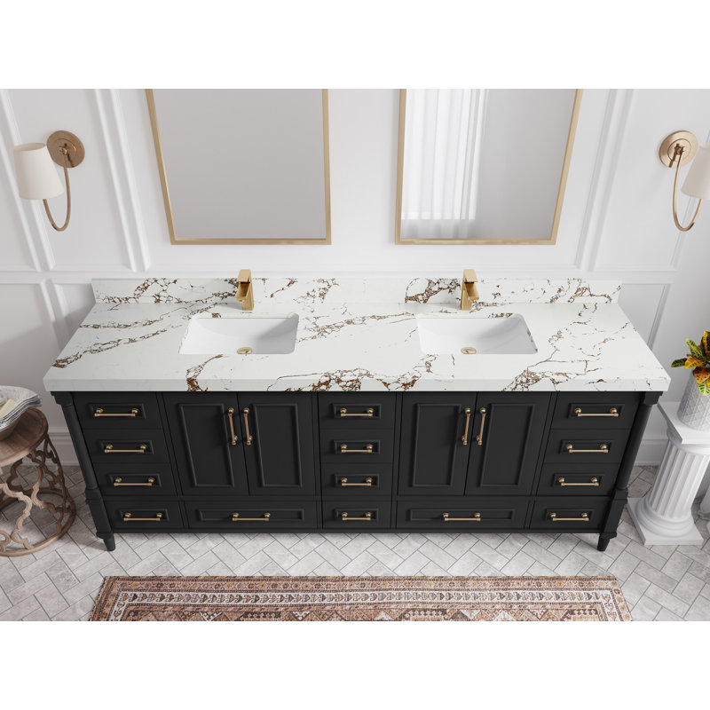 Aberdeen Bathroom Vanity, 2 IN Viola Brown, Carrara Marble